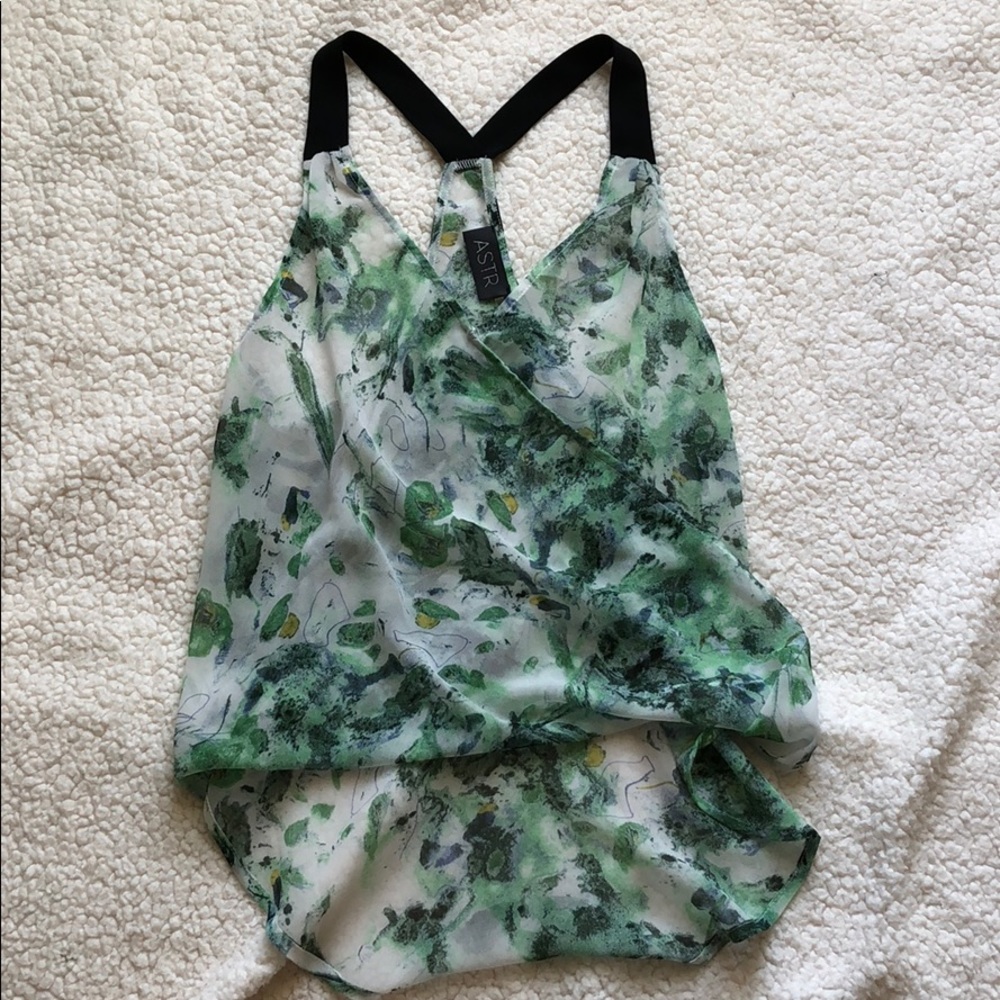 Green floral blouse